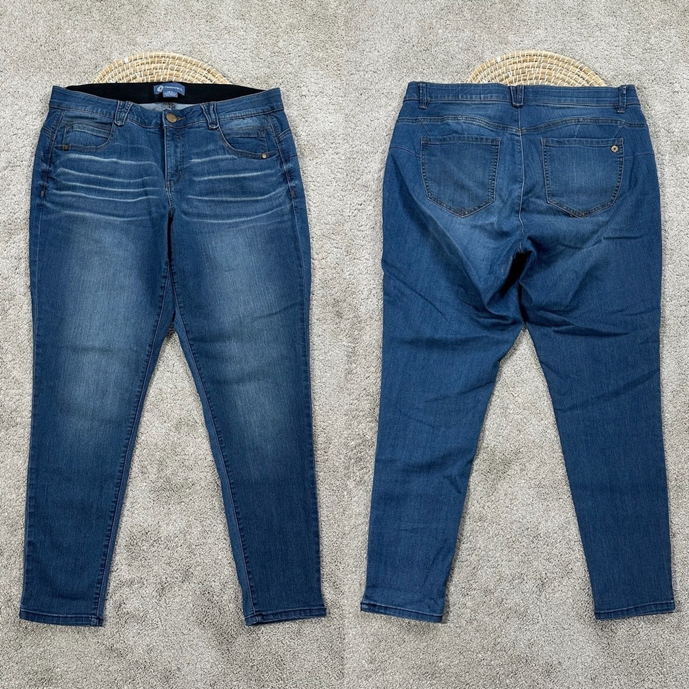 Democracy Women’s Ab Solution Booty Lift Blue Plus Jeggings Jeans Blue Denim 18W - Picture 2 of 15